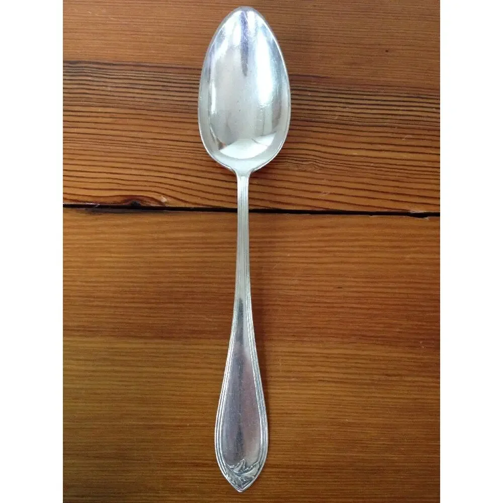 Vintage Silverplate Wellner 60 Floral Leaf Serving Spoon Antique Flatware 8.5